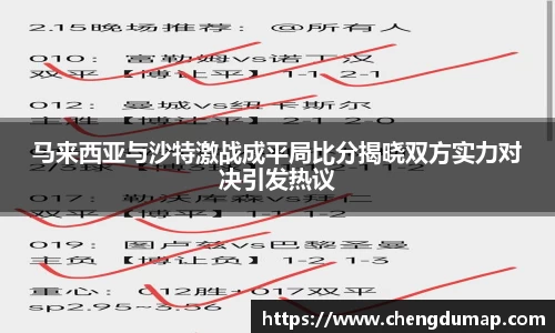 马来西亚与沙特激战成平局比分揭晓双方实力对决引发热议